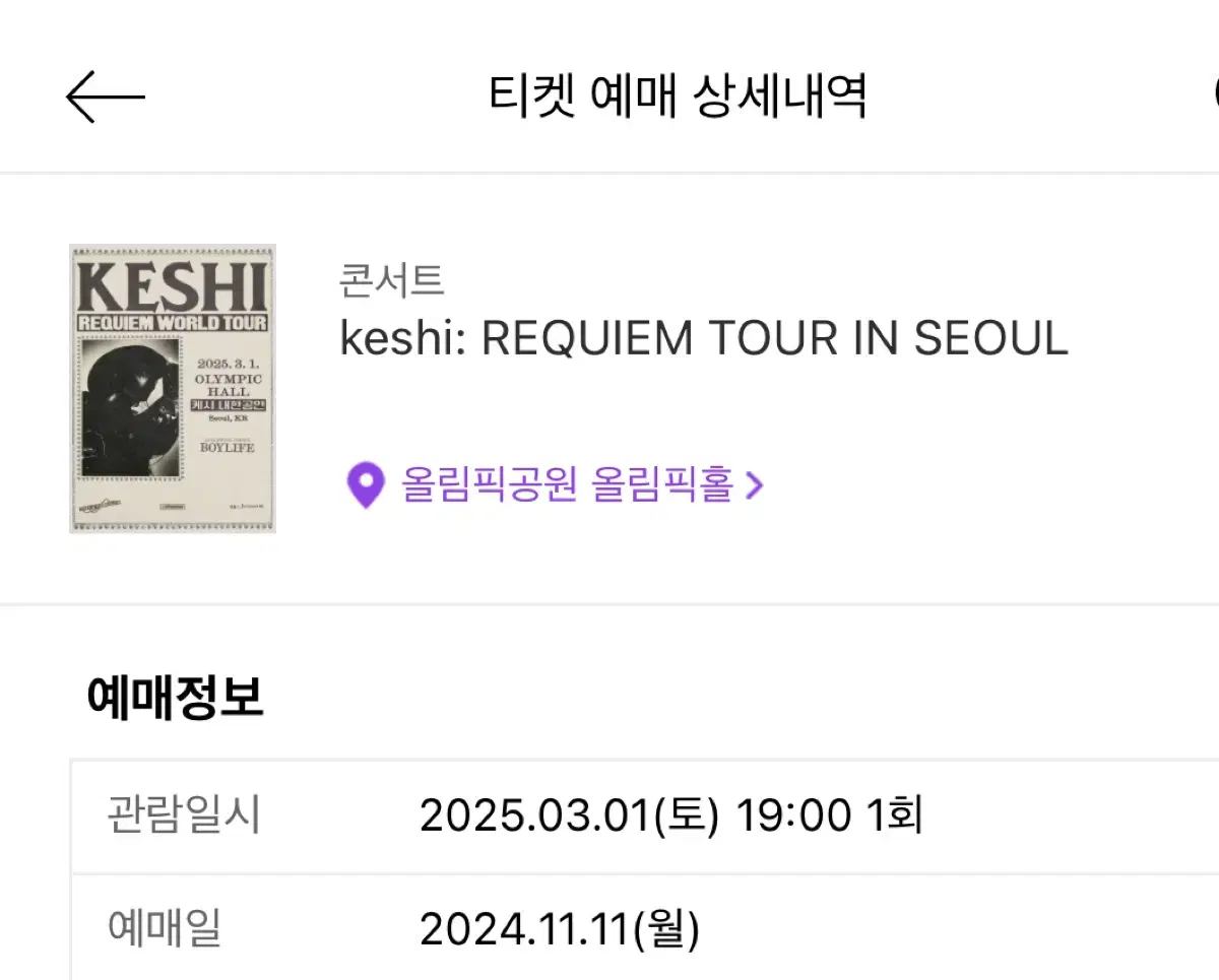 케시 keshi 내한 콘서트 G구역 지정석 R 양도